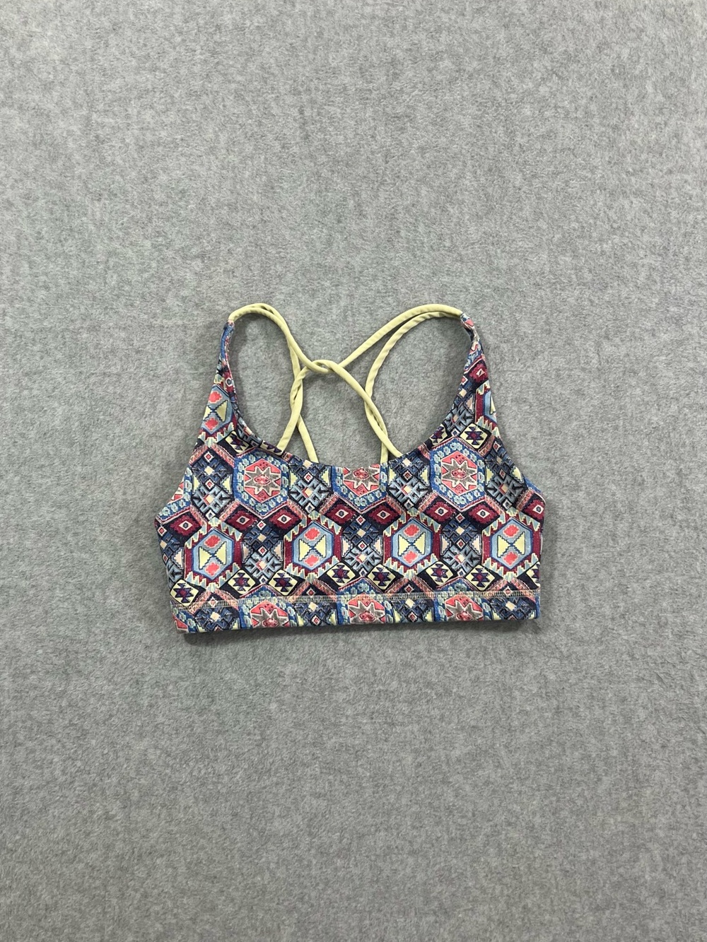 Hollister Colorful Geometric Criss-Cross Back Sports Bra Size Small